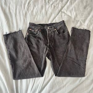 LEVI’S Women’s 501 Jeans, Cut-off Straight Leg,  Washed Black, Size 24x26